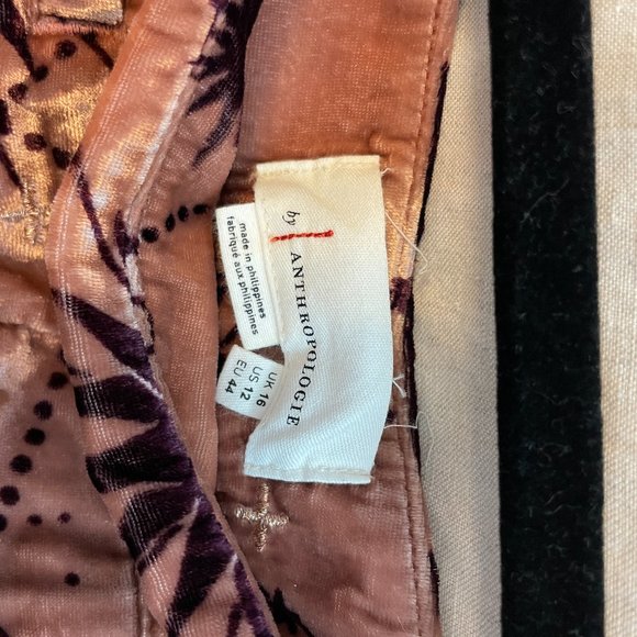 Anthropologie Wide-Leg Printed Velvet Trousers - Picture 3 of 4